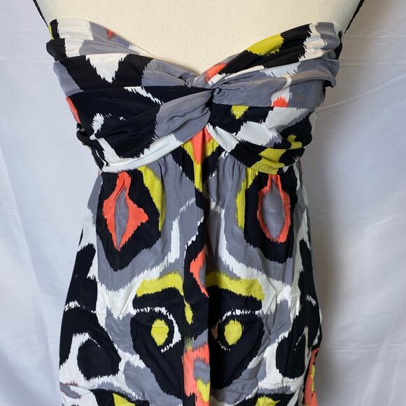 Alice & Trixie Silk Strapless Retro Print Smocked Mini Dress Size Small Womens - Picture 2 of 11